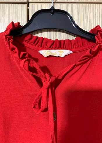 Kırmızı Uzun Kollu Tunik - Görsel 3