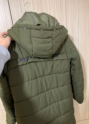 Kadın Haki Uzun Fermuarlı Kışlık Mont - Görsel 2