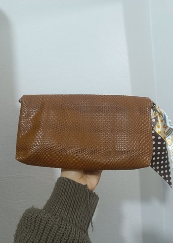 vintage kahverengi Yılan Derisi Desenli Kadın Clutch Çanta - Görsel 2
