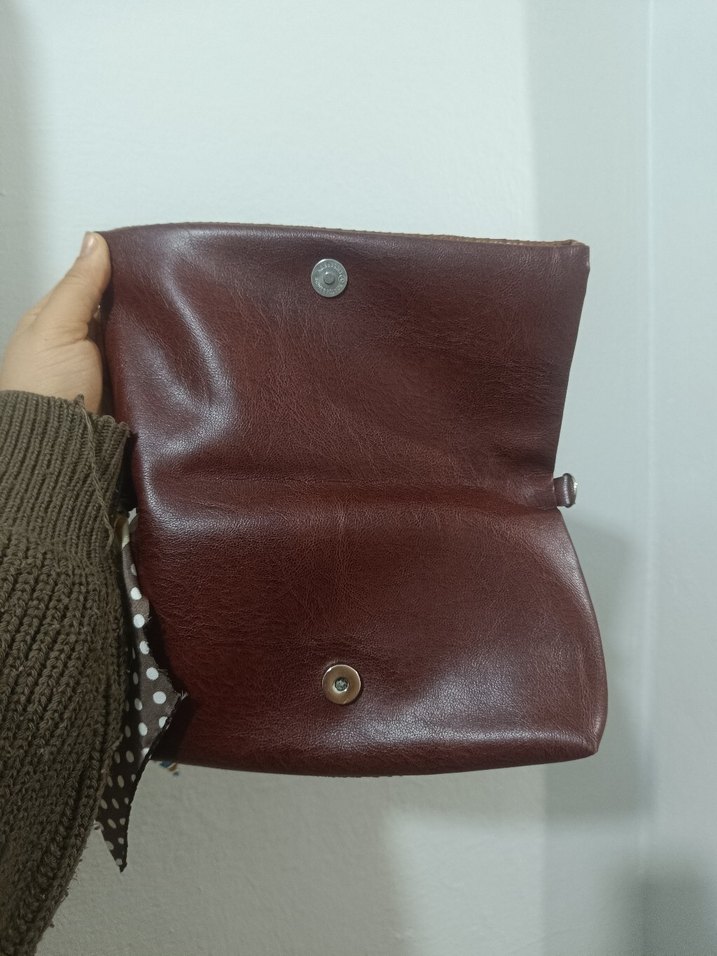 vintage kahverengi Yılan Derisi Desenli Kadın Clutch Çanta - Görsel 3