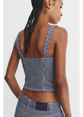 Çizgili Lacivert Denim Bustiyer - Görsel 3