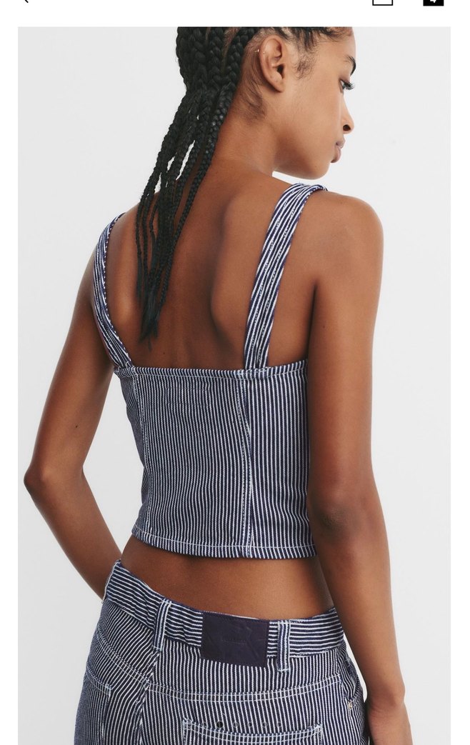 Çizgili Lacivert Denim Bustiyer - Görsel 3