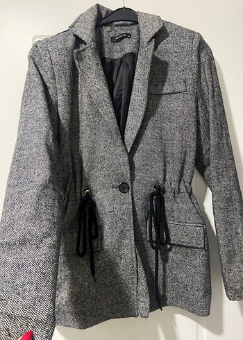 Trendyol & Milla Düğmeli Gri Yılan Desenli Kadın Blazer