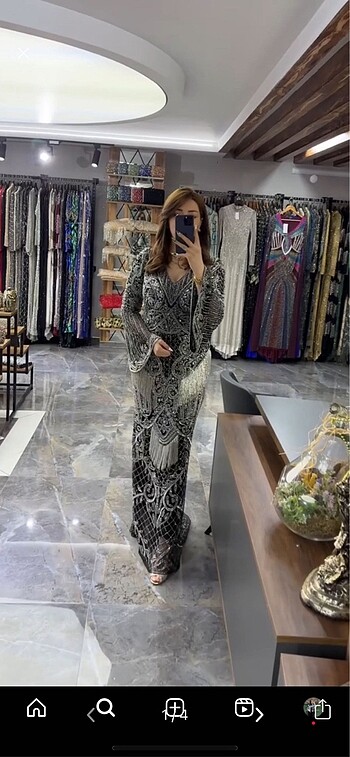 xl Beden Taşlı gece elbisesi
