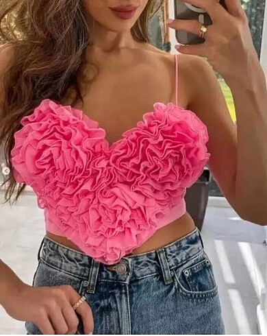Zara pembe crop bluz