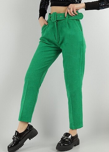 36 Beden yeşil Renk Yeşil kaşe pantolon 