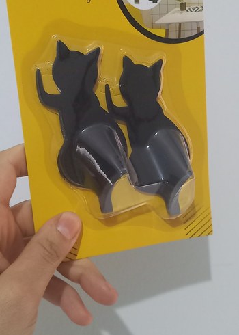  Siyah Kedi Figürlü Metal Askı