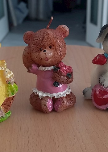 Diğer Pembe Ayıcık Figürlü Renkli Mum