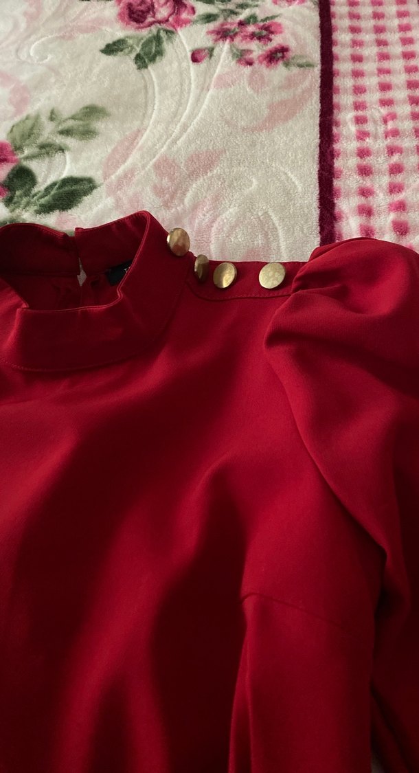 Kemerli Kırmızı Elbise - Görsel 3