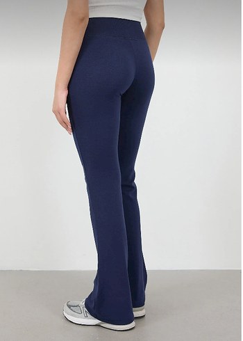 Lacivert Kadın Midi İspanyol Paça Pantolon - Görsel 4