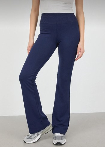 Lacivert Kadın Midi İspanyol Paça Pantolon - Görsel 3