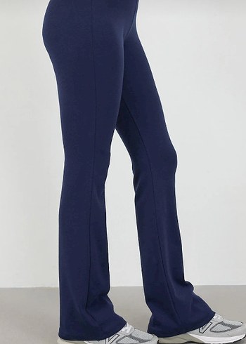 Lacivert Kadın Midi İspanyol Paça Pantolon - Görsel 5