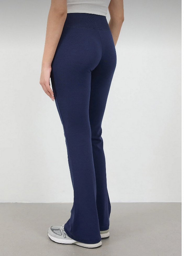 Lacivert Kadın Midi İspanyol Paça Pantolon - Görsel 4