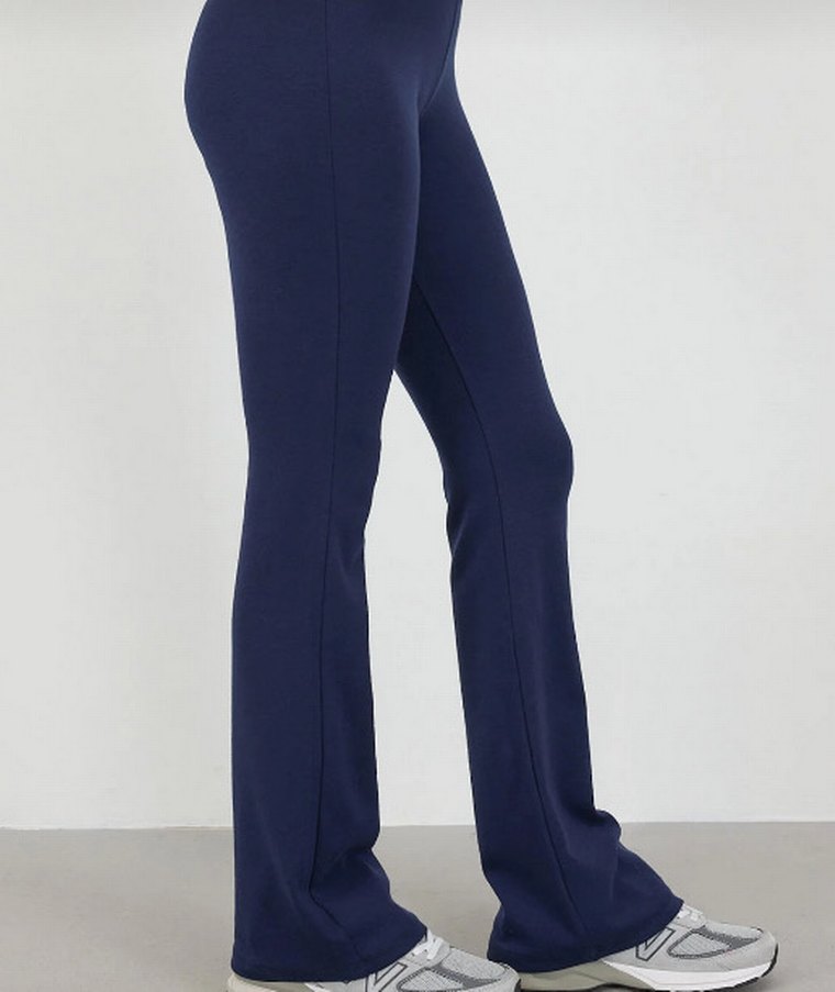 Lacivert Kadın Midi İspanyol Paça Pantolon - Görsel 5