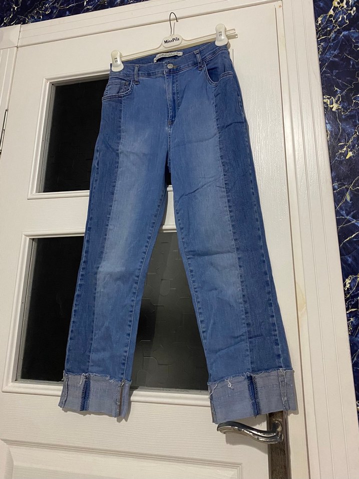 Kadın Mavi Regular Fit Midi Kot Pantolon - Görsel 5