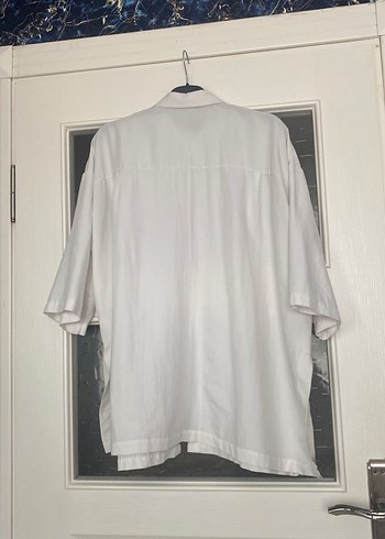 Düğmeli Beyaz Keten Kadın Gömlek Kimona - Görsel 5