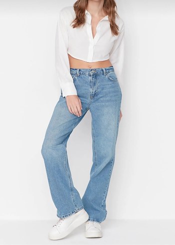 xs Beden Trendyol & Milla Mavi Regular Fit Kadın Kot Pantolon