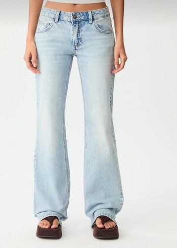 Mavi Midi Boy Rahat Kesim Kot Pantolon - Görsel 2