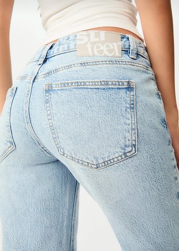 Mavi Midi Boy Rahat Kesim Kot Pantolon - Görsel 4