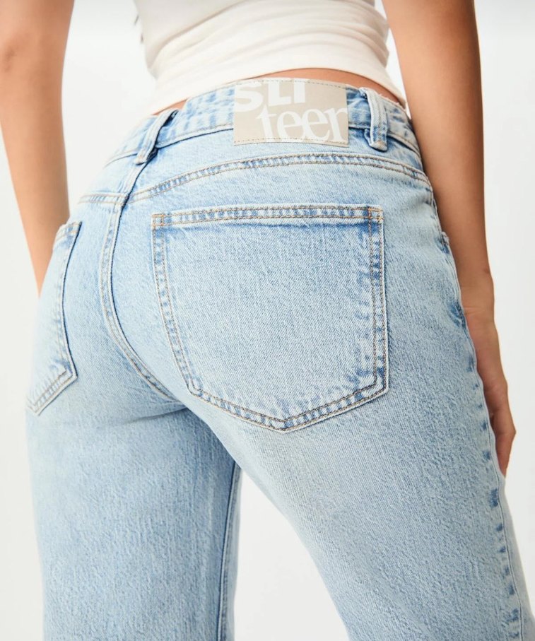 Mavi Midi Boy Rahat Kesim Kot Pantolon - Görsel 4