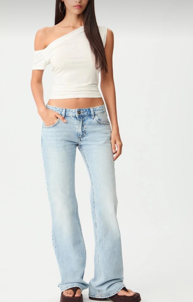 Mavi Midi Boy Rahat Kesim Kot Pantolon - Görsel 3