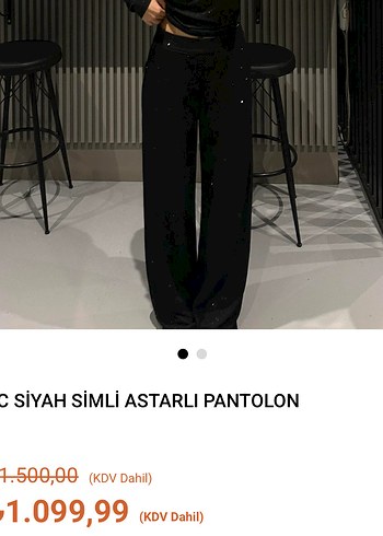 Siyah Rahat Kesim Kadın Simli Pantolon - Görsel 3