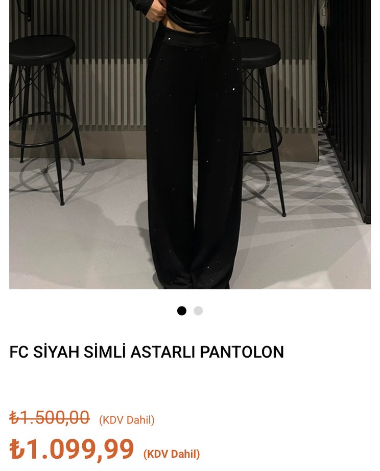 Siyah Rahat Kesim Kadın Simli Pantolon - Görsel 3