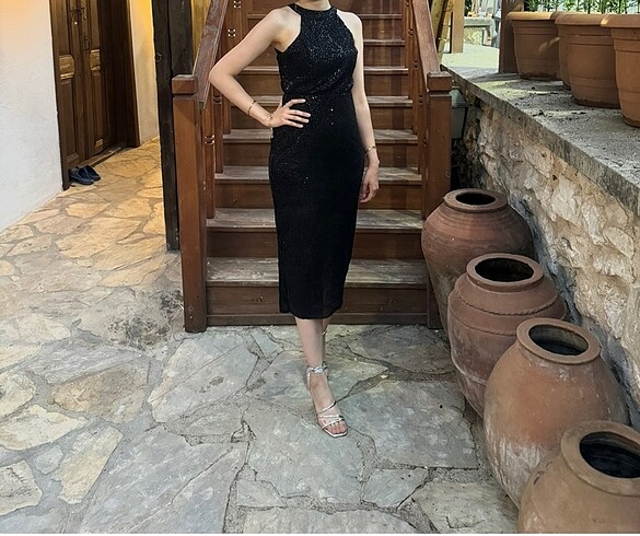 Örme astarlı payetli elbise
