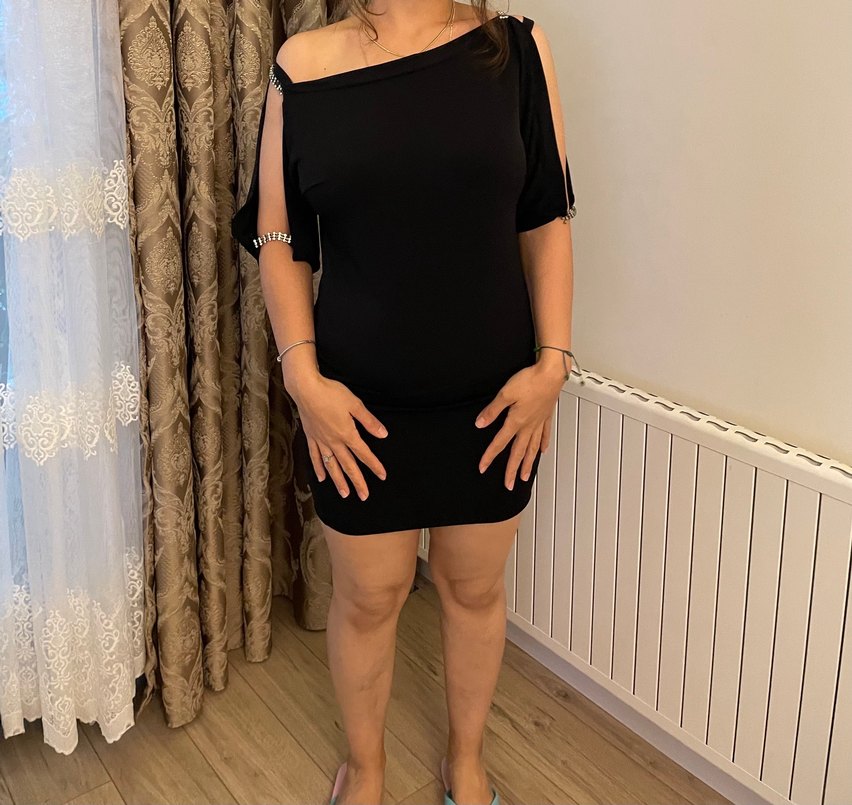 Siyah Drapeli Straplez Midi Elbise - Görsel 5