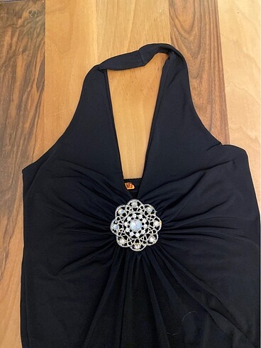 Omuz askılı sırt dekolteli midi elbise - Görsel 2