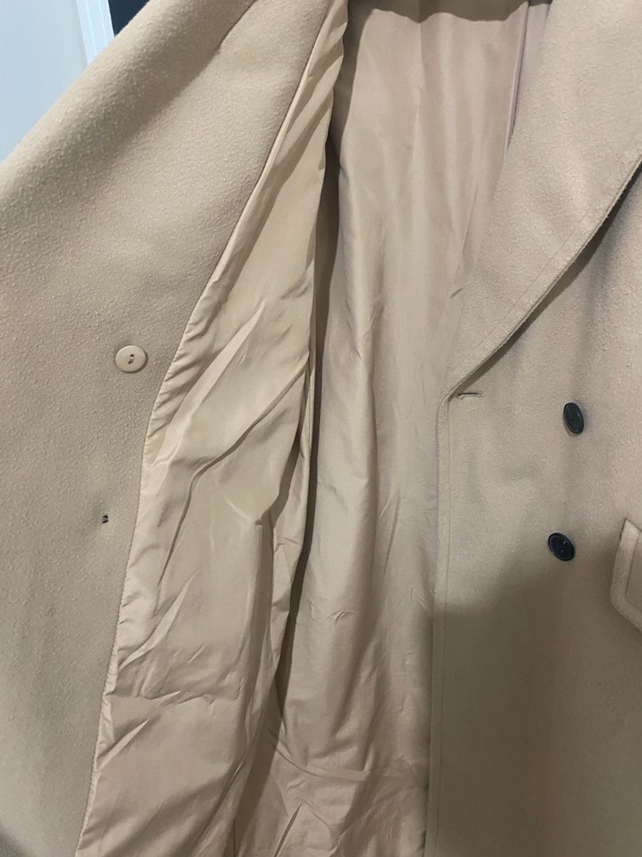 Zara Bej Çift Düğmeli Kaban - Görsel 4