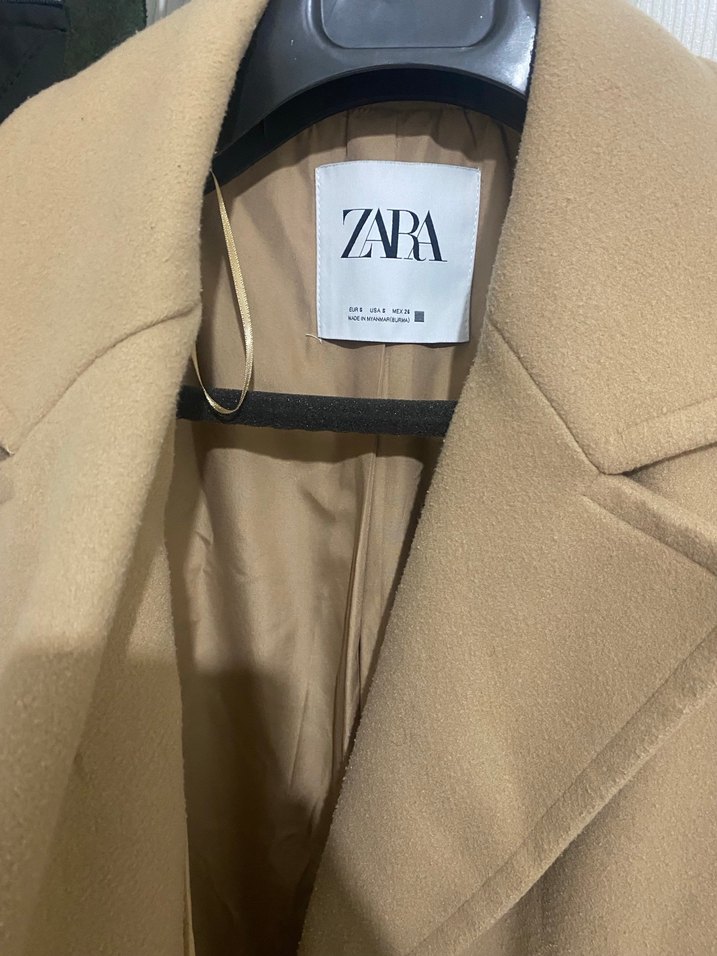 Zara Bej Çift Düğmeli Kaban - Görsel 3