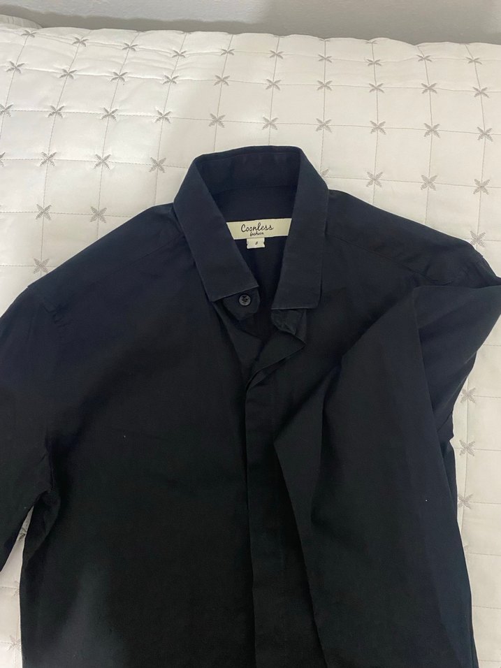 Düz Siyah Erkek Gömlek, Uzun Kollu, Düğmeli - Görsel 3