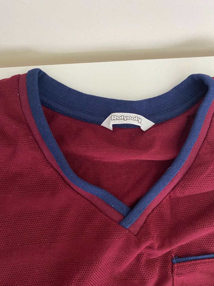 Bordo V Yaka Kısa Kollu Erkek Pijama Takımı - Görsel 3