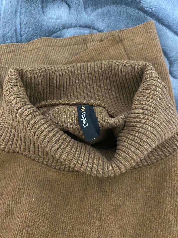 Kahverengi Boğazlı Kolsuz Kadın Süveter - Görsel 5