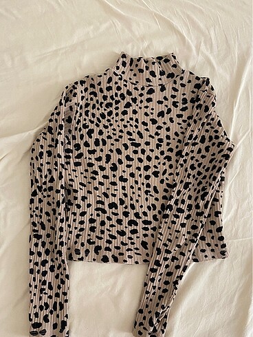 Leoparlı crop bluz