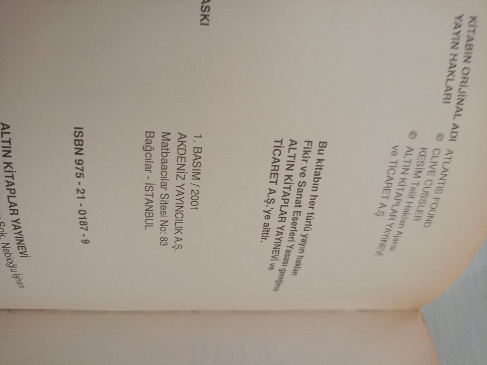 CLIVE CUSSLER ATLANTİS BULUNDU 1.BASKI - Görsel 4