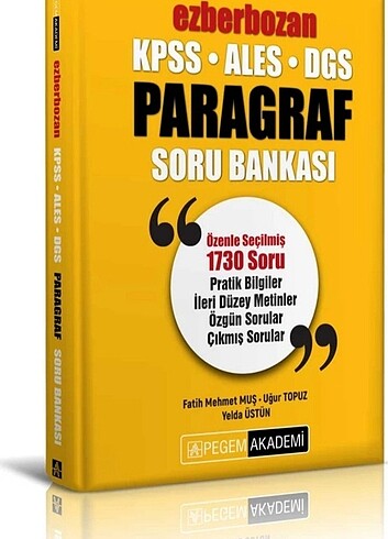 PEGEM AKADEMİ YAYINLARI PARAGRAF SORU BANKASI 