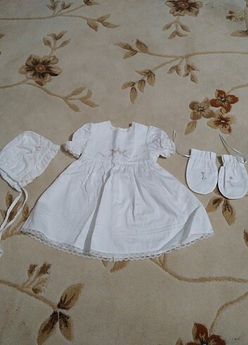 3-6 Ay Beden beyaz Renk Bebek Elbisesi