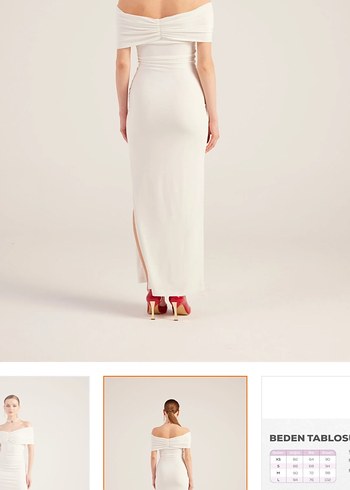 Beyaz Drapeli Straplez Uzun Elbise - Görsel 2