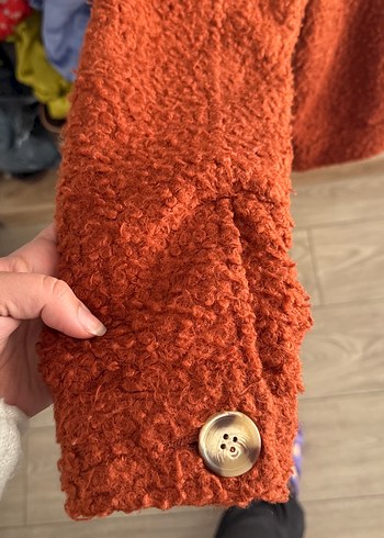 Düğmeli Kahverengi Midi Kadın Ceket - Görsel 4