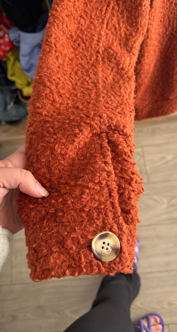 Düğmeli Kahverengi Midi Kadın Ceket - Görsel 4