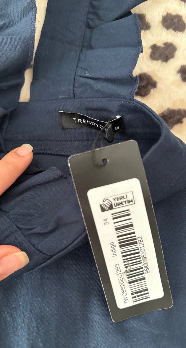 Lacivert Fırfırlı Midi Etek - Görsel 2