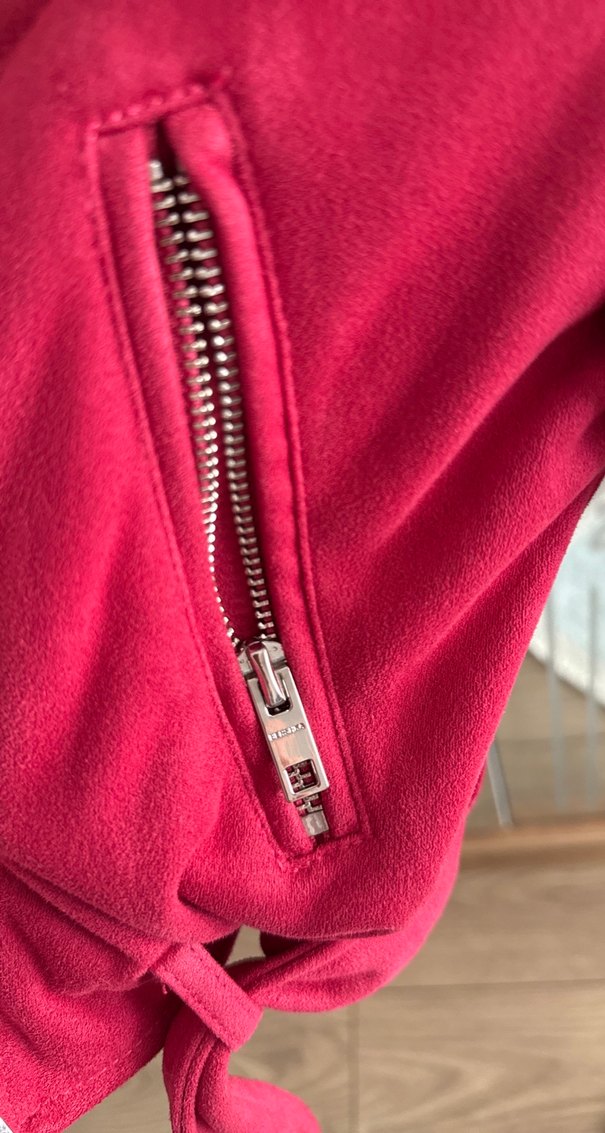 Kadın Pembe Süet Kısa Deri Ceket - Görsel 4