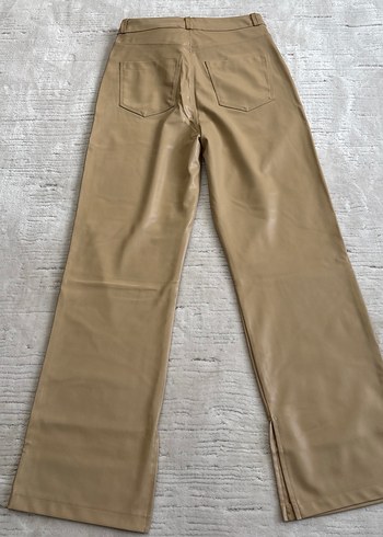 LC Waikiki Bej Deri Kadın Midi Pantolon