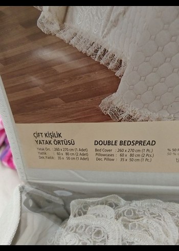 İşlemeli Beyaz Yatak Örtüsü brillant - Görsel 3