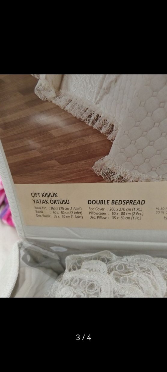 İşlemeli Beyaz Yatak Örtüsü brillant - Görsel 3