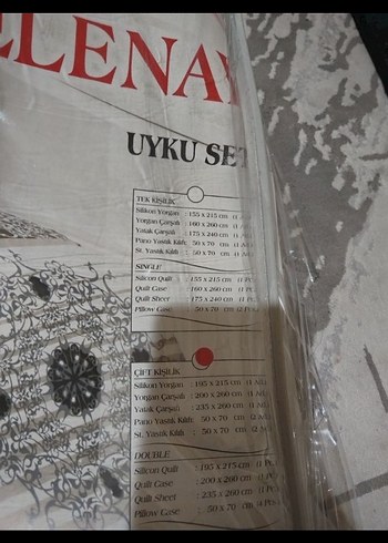 Baskılı Gri Beyaz uyku seti - Görsel 3