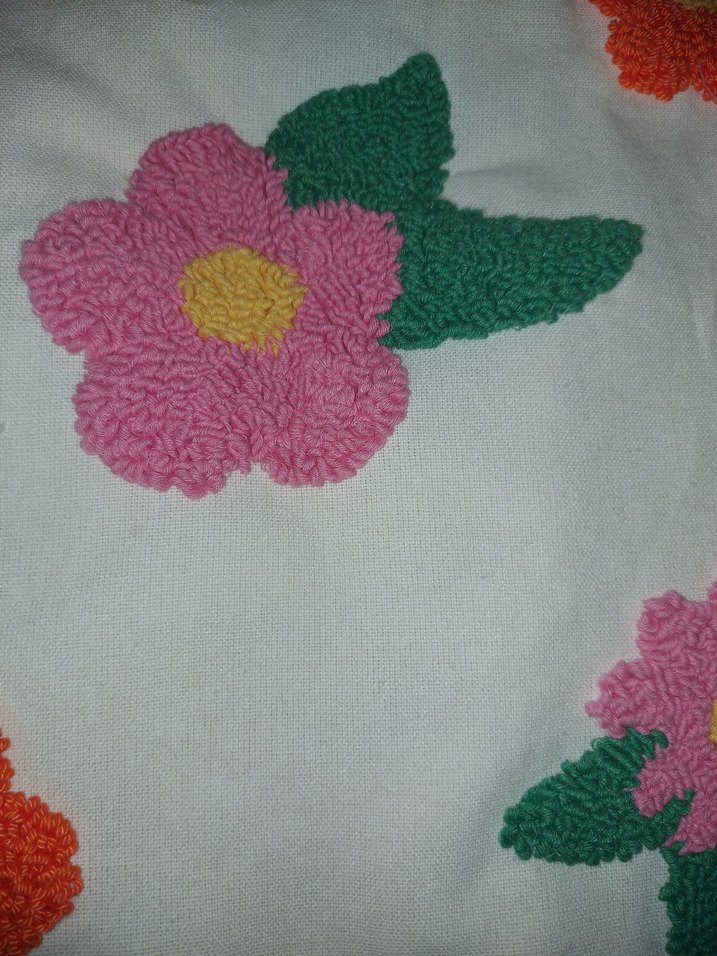 Çiçek Desenli Pastel Renkli punch işlemesi çanta ASTARLI - Görsel 2