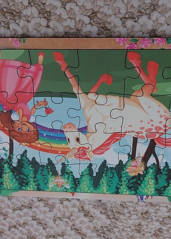 Çocuklar için renkli at ve prenses puzzle 24 parça - Görsel 3